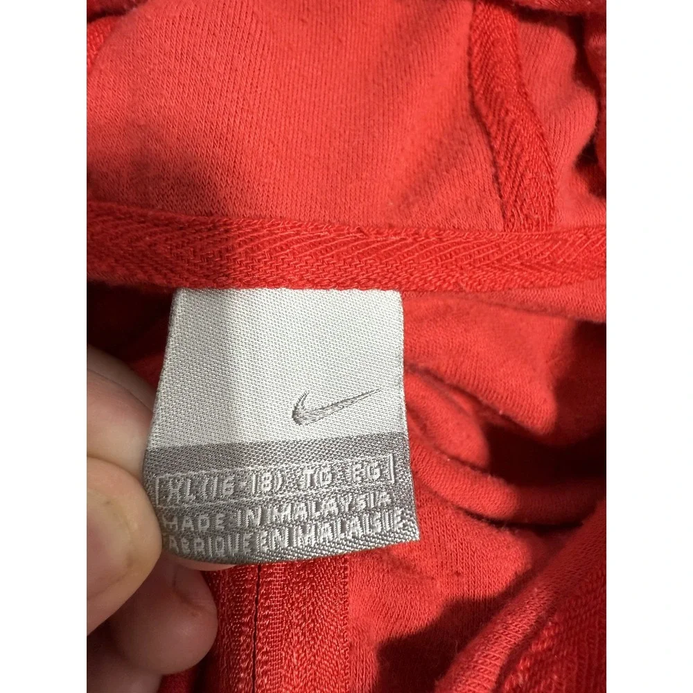 Nike XL‎ Red Velour Terry Cloth Full Zip Hoodie Sweatshirt Kids Size 18-20 Y2K